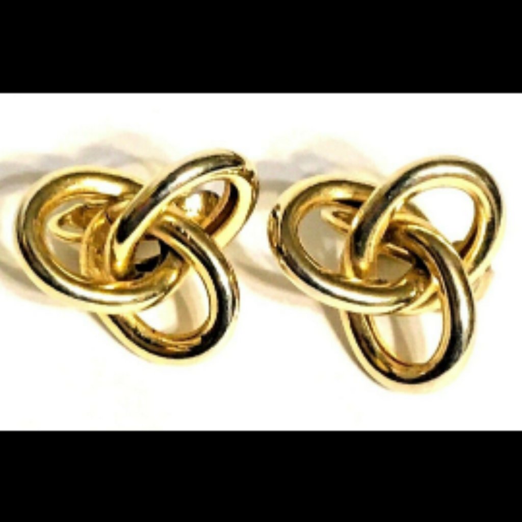 Marino Earrings Signed Gold Tone Love Knot Clip-On Vintage